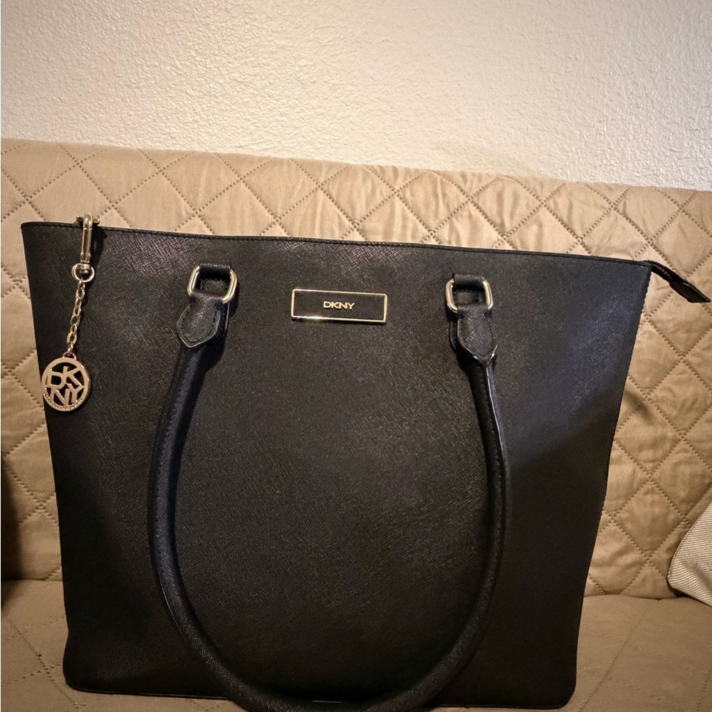 DKNY Black Tote with Gold Accents